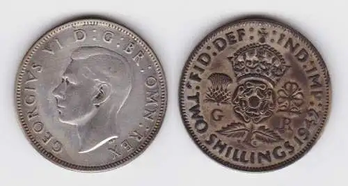 2 Schilling Silber Münze Großbrittanien George VI. 1942 (123100)