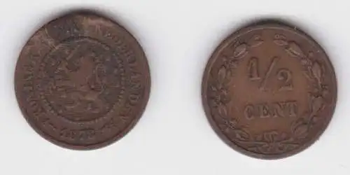 1/2 Cents Kupfer Münze Niederlande 1878 ss (133704)