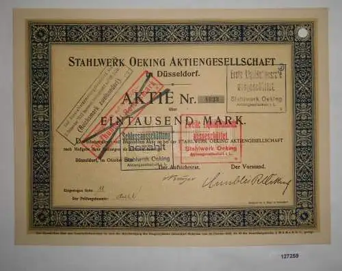 1000 Mark Stahlwerk Oeking AG Düsseldorf Oktober 1920 (127259)