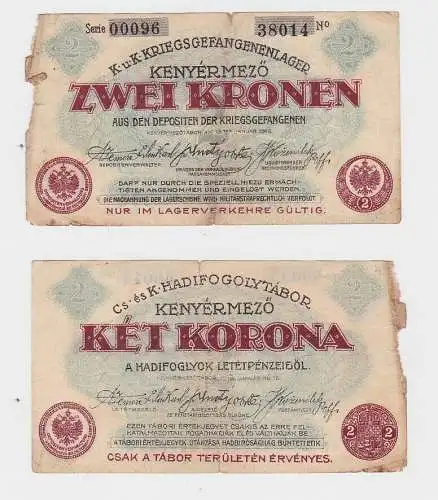 2 Kronen Banknote K.u.K. Kriegsgefangenenlager Kenyermezö 15.01.1916 (130671)