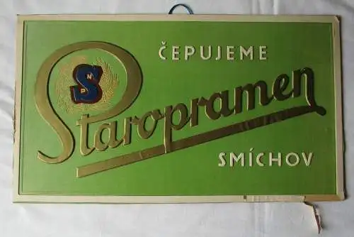 DDR Reklame Pappschild Čepujeme Staropramen Smíchov um 1960 (133842)