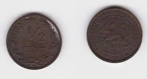 1/2 Cents Kupfer Münze Niederlande 1906 ss (134732)