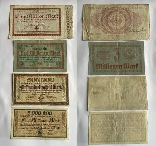 4 Banknoten Inflation Reichsbahn Direktion Dresden 1923 (141406)
