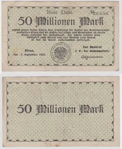 50 Millionen Mark Banknote Inflation Kreis Cleve 5.9.1923 (146644)