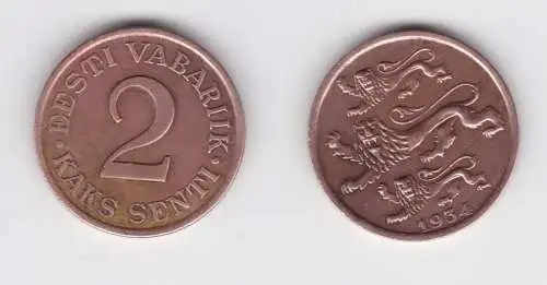 2 Senti Kupfer Münze Estland 1934 ss KM 15 (154676)