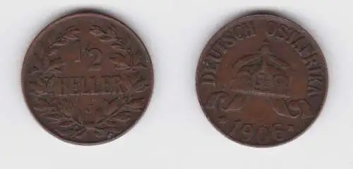 1/2 Heller Kupfer Münze Deutsch Ostafrika 1906 J ss+ (146996)