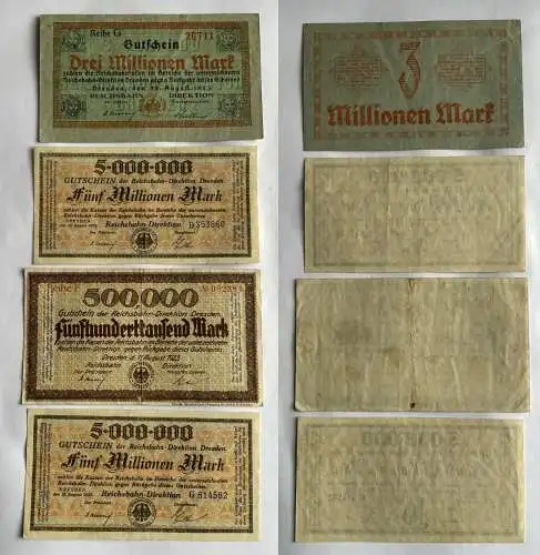 4 Banknoten Inflation Reichsbahn Direktion Dresden 1923 (145245)