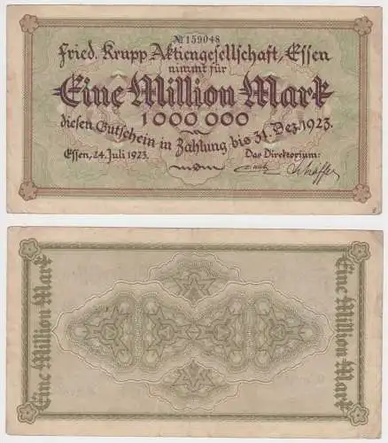 1 Million Mark Banknote Stadt Essen Fried.Krupp 24.7.1923 (147363)