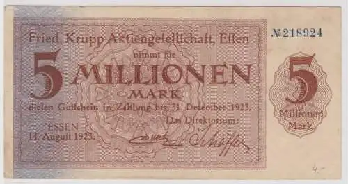 5 Millionen Mark Banknote Stadt Essen Fried.Krupp 14.8.1923 (141682)