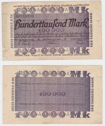 100000 Mark Banknote Bottrop, Gladbeck und Osterfeld 5.8.1923 (145192)