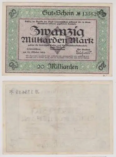 20 Milliarden Banknote Inflation Stadt Crimmitschau 25.10.1923 (148527)