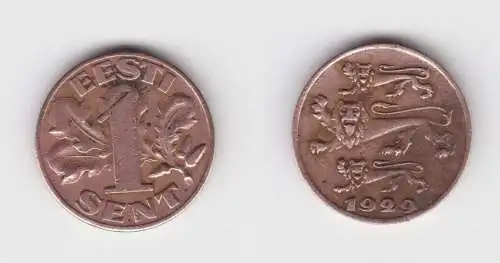 1 Sent Kupfer Münze Estland 1929 ss KM 10 (155164)