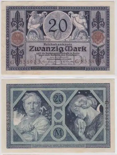 20 Mark Reichsbanknote 4.11.1915 Rosenberg Nr.53 fast UNC (156735)