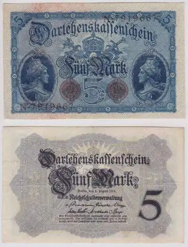 Seltener 5 Mark Darlehnskassenschein 5.8.1914 Rosenberg Nr.48 b (156579)