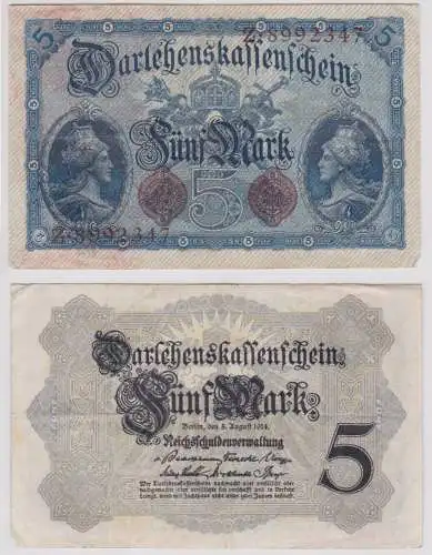 Seltener 5 Mark Darlehnskassenschein 5.8.1914 Rosenberg Nr.48 b (156615)
