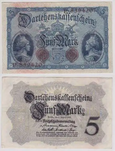 Seltener 5 Mark Darlehnskassenschein 5.8.1914 Rosenberg Nr.48 b (156881)