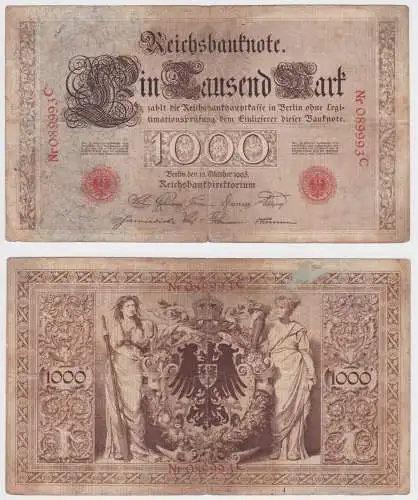 Seltene 1000 Mark Reichsbanknote 10. Oktober 1903 Rosenberg Nr.21 (156726)