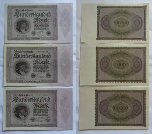 3 x 50000 Mark Inflation Banknote 1.Februar 1923 Ro.82 d fast UNC (152930)