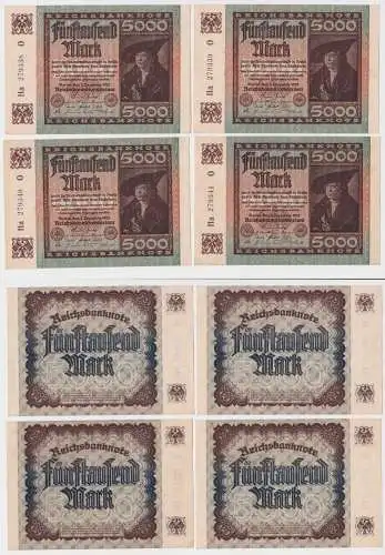 4x 5000 Mark Inflation Banknote 2.Dezember 1922 Ro.80 a fast UNC (156634)