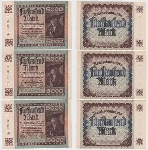 3x 5000 Mark Inflation Banknote 2.Dezember 1922 Ro.80 a fast UNC (156633)