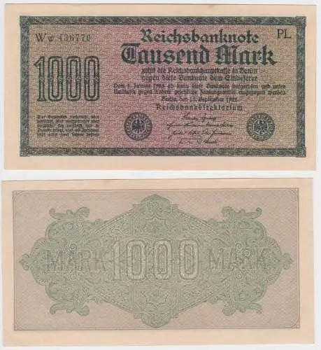 1000 Mark Inflation Banknote 15.9.1922 Ro.75 m oder n FZ Ww rar!!! (156440)