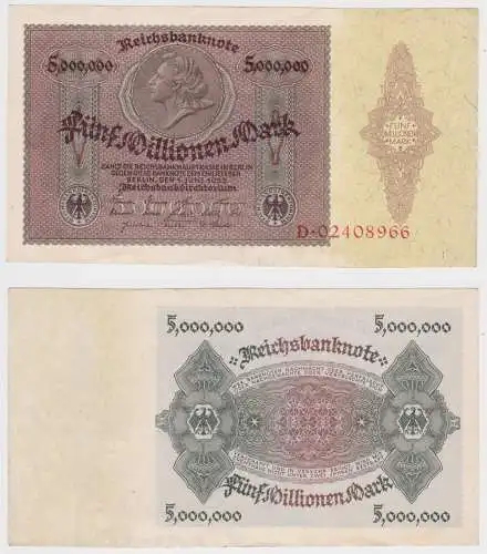 5 Millionen Mark Inflation Banknote 1.Juli 1923 Ro.88 Medaillon Schein (156789)