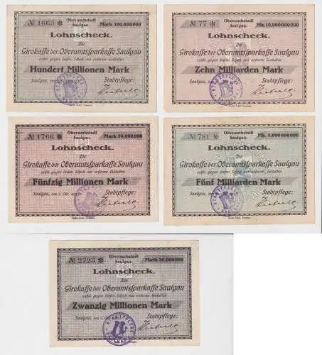 20 Mio. - 10 Mrd. Mark Banknote Inflation Notgeld Saulgau 1923 (137277)