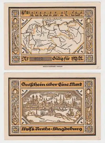 1 Mark Banknote Notgeld Magdeburg Wolf & Ruthe ohne Jahr  (143814)