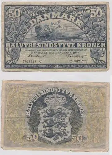 50 Kronen Banknote Dänemark 1942 Pick 32 (154349)