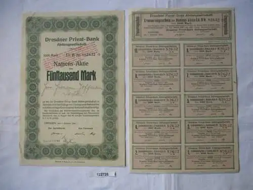 5000 Mark Namensaktie Dresdner Privat-Bank AG 1. Oktober 1923 (122726)