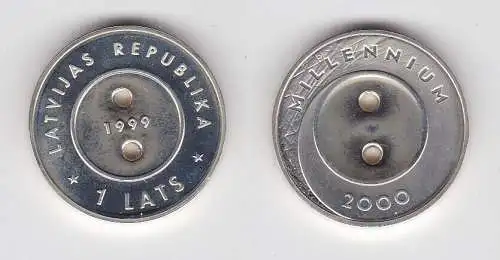 1 Lats Silber Münze Lettland Millennium 2000 PP 1999 RAR (134834)