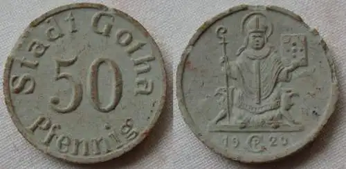 50 Pfennig Porzellan Not Münze Stadt Gotha 1920 (152266)
