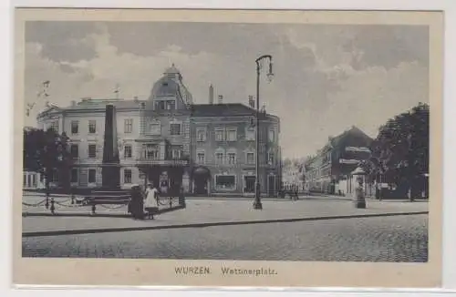 01010 Ak Wurzen Wettinerplatz mit Litfasssäule 1924