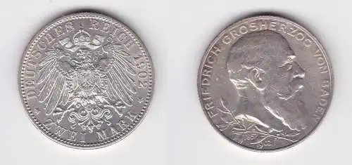 2 Mark Silber Münze Baden Großherzog Friedrich Regierungsjubiläum 1902 (134288)