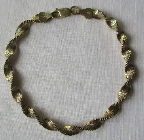 Elegantes 925er Sterling Silber Armband teilvergoldet verschlungen (134169)
