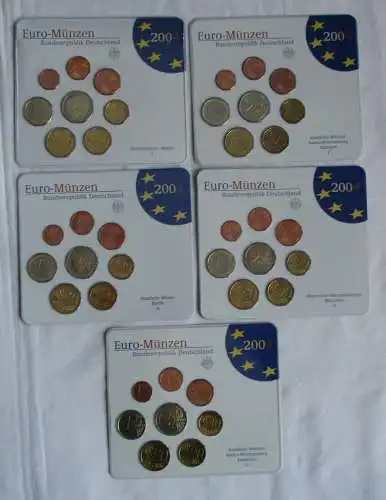 BRD Lot von 5 x KMS 2004 A,D,F,G,J mit 1 Cent bis 2 € komplett Stgl.(105319)