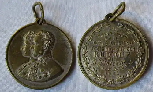 Medaille Österreich Vermählung Kronzprinz Rudolf & Stefanie 1881 (127795)