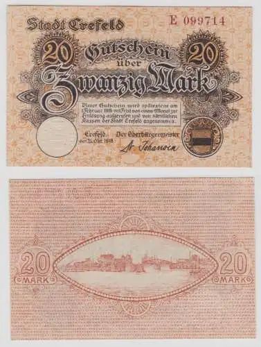 20 Mark Banknote Notgeld Stadt Crefeld 21.10.1918 (135127)