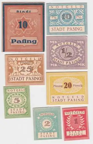 7 Banknoten Notgeld Stadt Pasing ohne Datum  (140222)