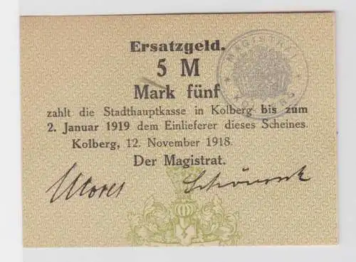 5 Mark Banknote Notgeld Stadt Kolberg 12.November 1918 (133790)