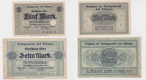 5 & 10 Mark Banknoten Notgeld Stadtgemeinde Bad Kissingen 20.11.1918 (135674)