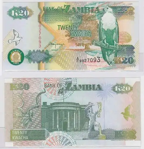 20 Kwacha Banknote Zambia Sambia 1992 kassenfrisch (123425)