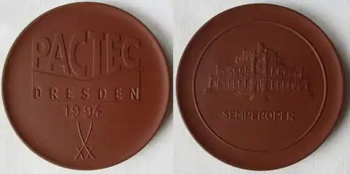 Porzellan Medaille Semperoper PACTEC Dresden 1994 (144894)