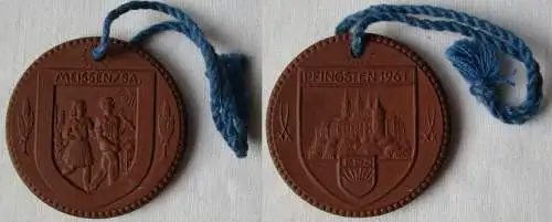 DDR Porzellan Medaille Meissen FDJ Pfingsten 1961 (145025)