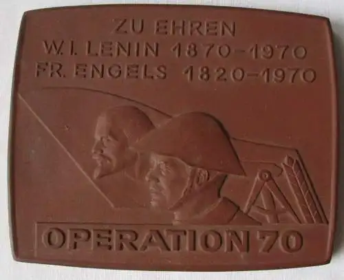 DDR Porzellan Plakette NVA zu Ehren von Lenin und Engels Operation 70 (145073)