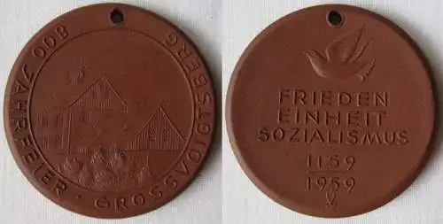 DDR Medaille Meissner Porzellan 800 Jahrfeier Grossvoigtsberg 1159-1959 (145077)