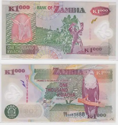 1000 Kwacha Banknote Zambia Sambia 2005 kassenfrisch (123434)