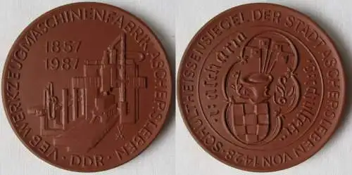 DDR Medaille Meissner Porzellan VEB Werkzeugmaschinen Aschersleben 1987 (145105)