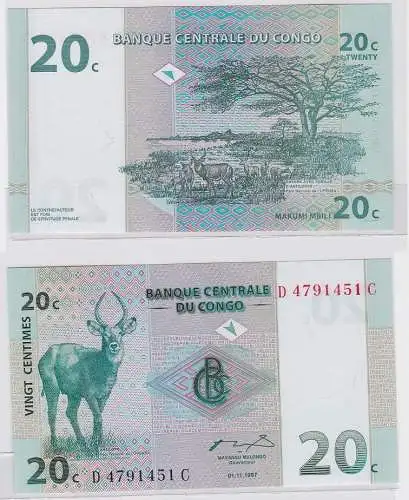 20 Centimes Banknote Banque Centrale du Congo 1997 (123344)