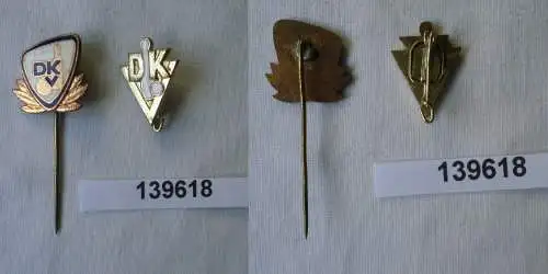 2 emailierte DDR Anstecknadeln Deutscher Kegler Verband Bronze + Gold (139618)